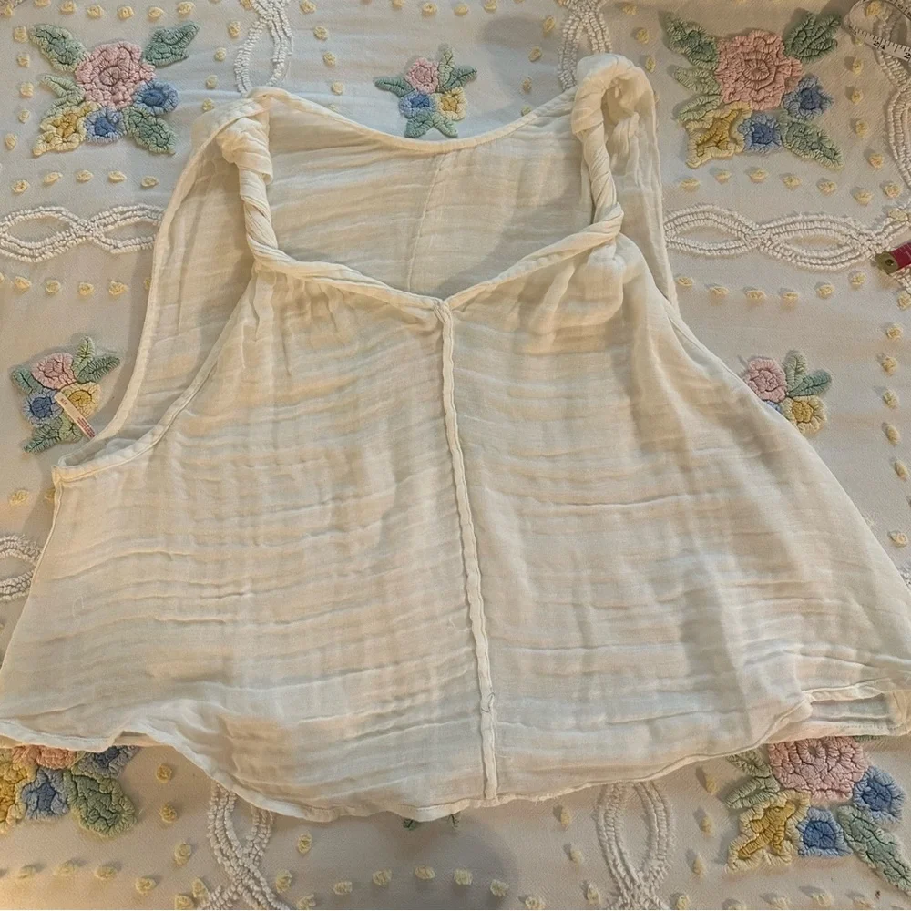 Free People Ivory Massima Reversible Twisted Strap Tank Top Gauzey Lightweight - Picture 13 of 13